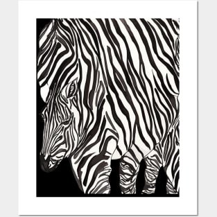 Modern Black And White Zebra Stripes Pattern African Wildlife Posters and Art